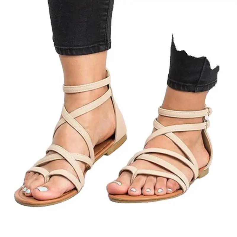 

Women Sandals Rome Style Summer Shoes Woman Gladiator Sandals With Zip Flip Flop Female Flat Sandals Lady Beach Sandalias Mujer