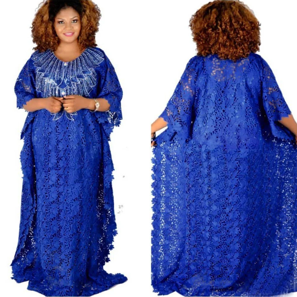 Высокое качество кружевное платье с блестками африканские длинные платья