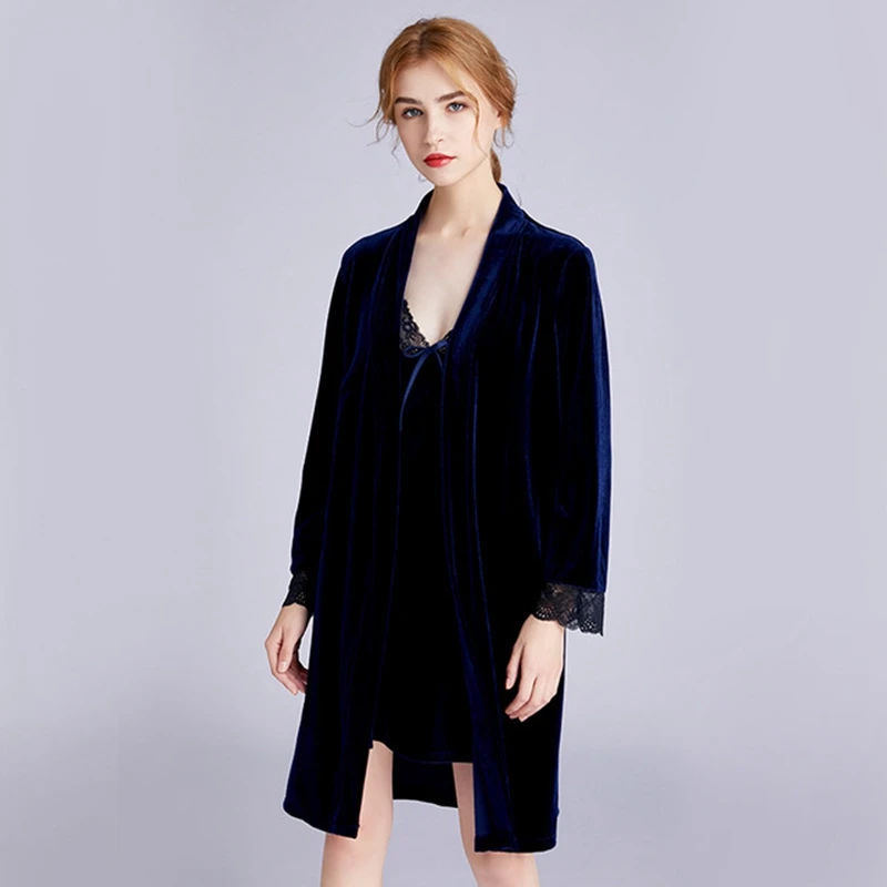 Халат-кимоно Женский велюровый пикантный Шелковый Свадебный комплект из 2