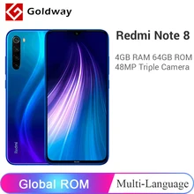 Xiaomi Redmi Note 8 с глобальной прошивкой, 4 ГБ, 64 ГБ, Смартфон Snapdragon 665, четыре ядра, 48мп, камера заднего вида, 6,3 дюймов, FHD+ экран, 4000 мАч