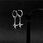 Серьги-капли из нержавеющей стали для мужчин и женщин, серебристые украшения с символом сердцебиения в готическом стиле, панк, рок