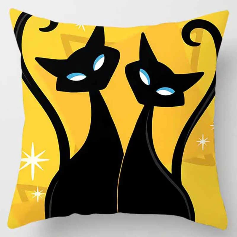 

Personalized Cartoon Cat Print Square Home Decoration Pillowcase, Car Anti-dirty Comfortable Sofa Cushion Cover