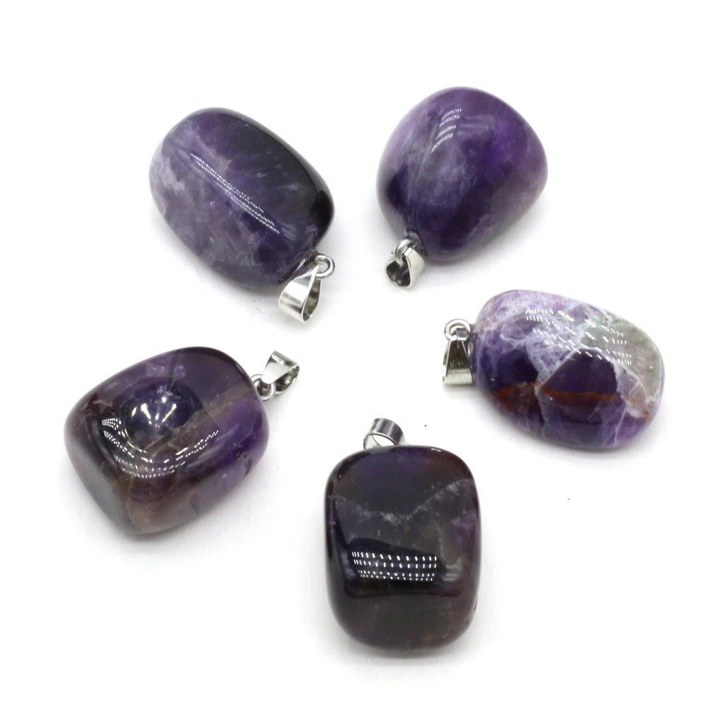 

Natural Irregular Stone Pendants Polished Amethyst Stone Necklace Accessories for Jewelry Making Bracelet Purple Crystal Charms