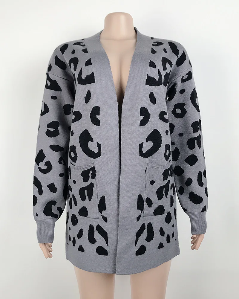 Merry Pretty Leopard осенне-зимние женские повседневные вязаные кардиганы с длинным рукавом, вязаные женские свитера, пальто, модная женская верхняя одежда