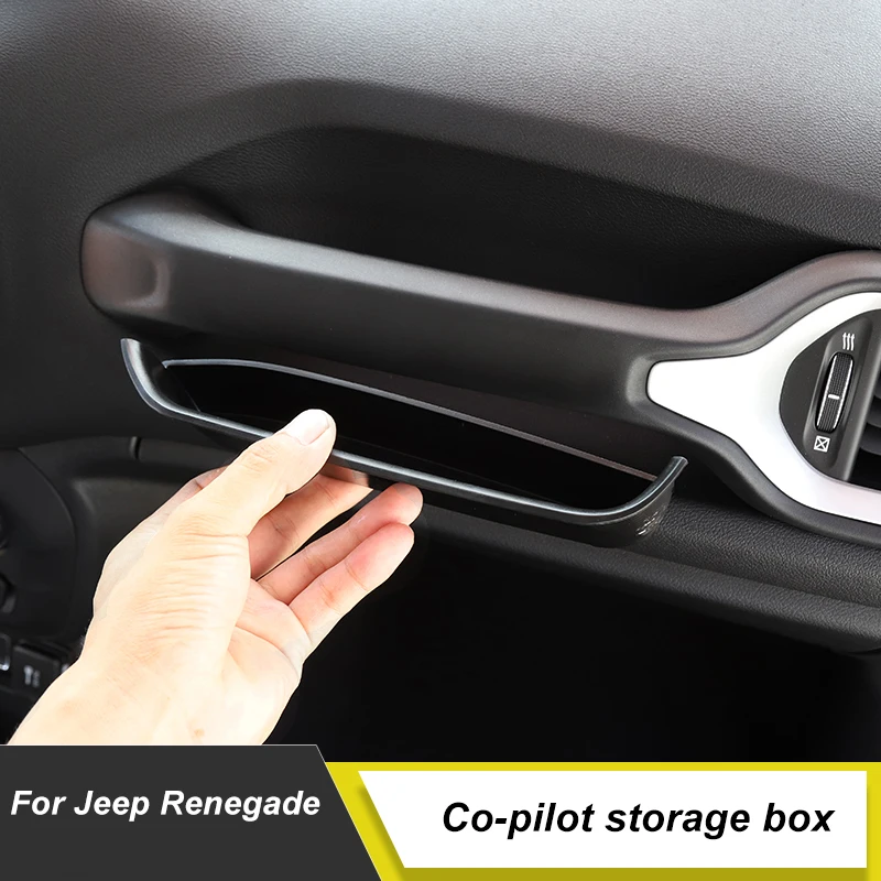 

Car Co-pilot Passenger Tray Organizer Grab Handle Storage Box Pocket For Jeep Renegade 2015 2016 2017 2018 2019 2020 2021