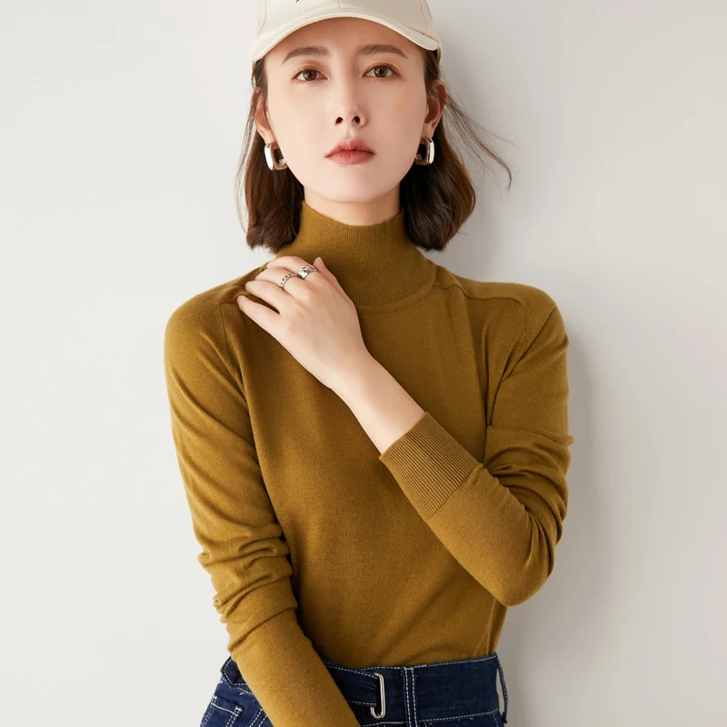 Пуловер женский зимний кашемировый с ложным воротником 2021 | Женская одежда