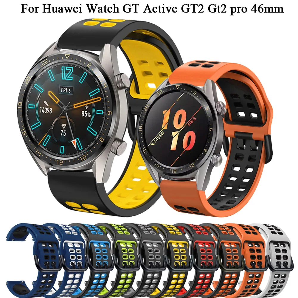 

Ремешок силиконовый для смарт-часов Huawei Watch GT Active GT2 2 Gt2 pro, быстросъемный браслет для наручных часов, 22 мм