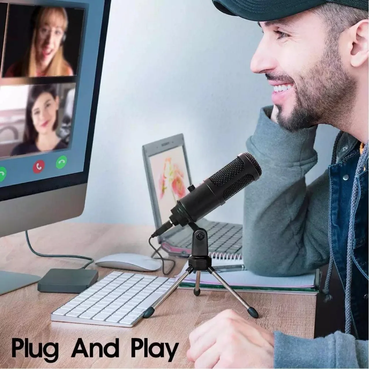 USB Microphone with Mic Gain 192Khz/24Bit Podcast PC for Recording Gaming Streaming Microfone Youtube Computer Condenser | Электроника