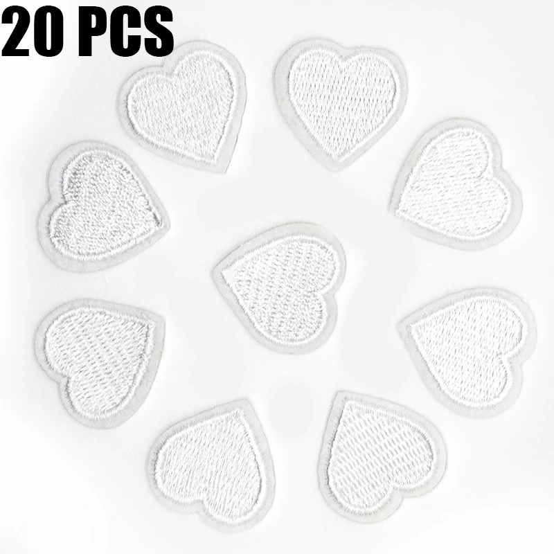 20PCS White DIY Аксессуары 20 шт Любовь красное и розовое сердце Железо на патч наклейки для одежды шитье на вышитые 2,6*2,4 см - Цвет: 20PCS White