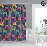 wholesale colorful cartoon elk christmas kids bath shower curtains luxury printed polyester hotel bathroom bathtub curtains