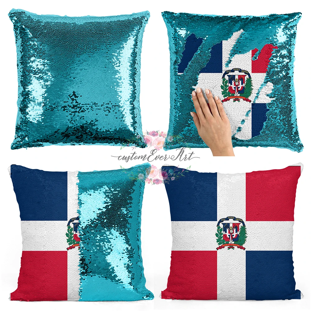 

Dominican Republic Personalized custom picture pillow coverhome pillow reversible mermaid sequin pillow case cover