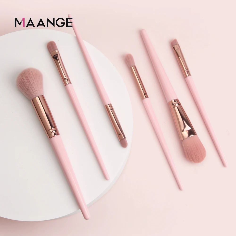 MAANGE 7/11 шт Розовый набор кистей для макияжа с 5 Мин губка и 1 Очиститель порошок