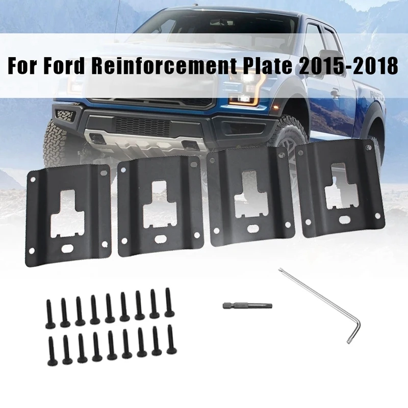 

4Pcs Truck Bed Tie Down Panel Bracket Plate Rear Cargo Load Hook Reinforcement Panel for Ford F150 F250 F350 Raptor