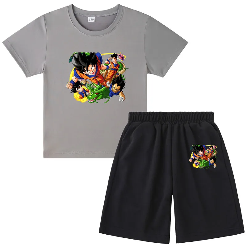 

2021 Summer Fashion Vegeta cotton Tshirts And Shorts Suits Anime Dragon-Ball T Shirt Kids Clothes Boys Pants Children Sets