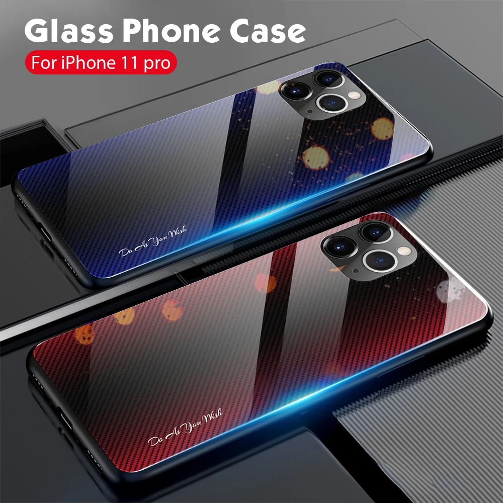Gradient Mirror Stripes Pattern Tempered Glass Case For Apple iPhone 11 Pro Max 6 6S 7 8 Plus X XR XS Cover Protective |