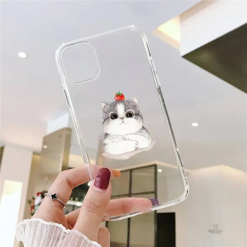 

Cute cartoon cat animal Phone Case Transparent for iPhone 11 12 mini pro XS MAX 8 7 6 6S Plus X 5S SE 2020 XR