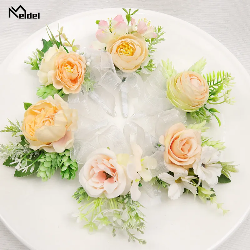 Свадебная бутоньерка для жениха Шелковая Роза украшение свадьбы наручный