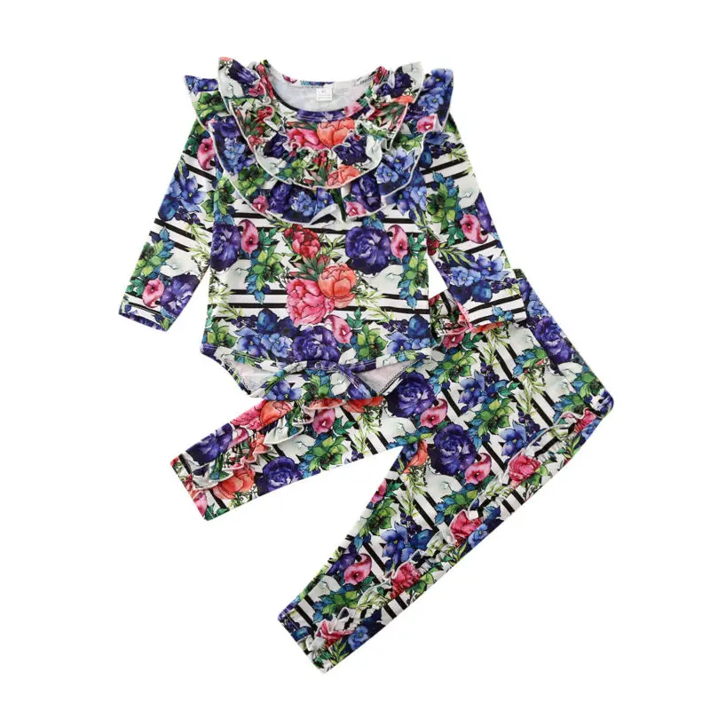 Детское боди с длинным рукавом и цветочным принтом|Комплекты одежды| |