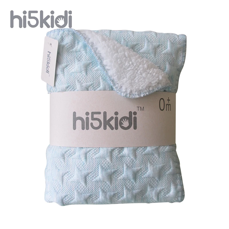 

HI5KIDI Baby Blanket Children Soft Wrap Blanket Newborn Cotton Light Blue Star Baby Blanket Double Layer