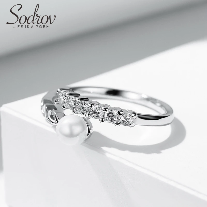 Sodrov Wedding Jewelry Rings Pearls 925 Sterling Silver Engagement For Women Round Bands Man -made | Украшения и аксессуары