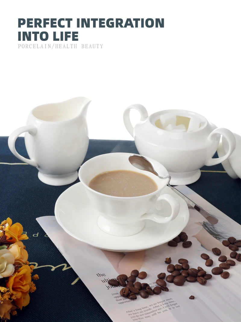 Белый фарфор Кофе стаканчик латте с ручкой из тонкостенного фарфора офисные