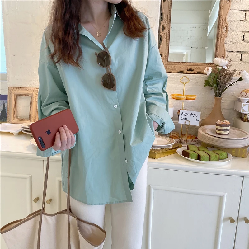 Базовые Однотонные блузки для женщин осень 2020 модная женская одежда женские