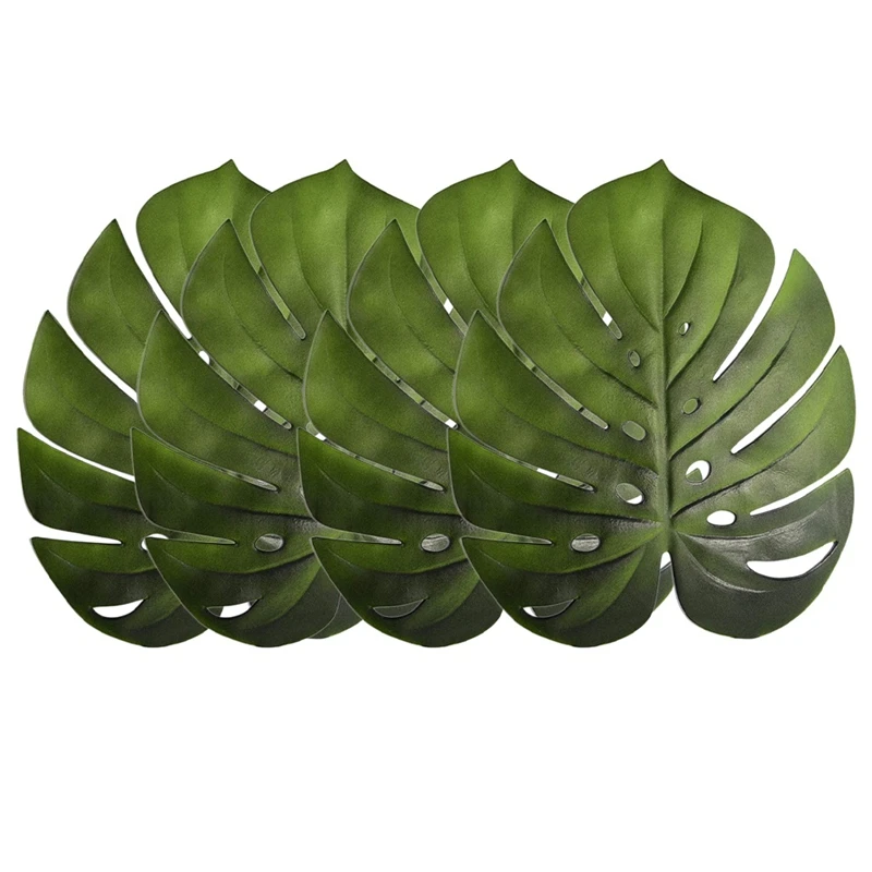 

4Pcs Tropical Leaf Placemats Artificial EVA Monstera Leaves Palm Leaf,For Wedding Table Decorations Party Supplies