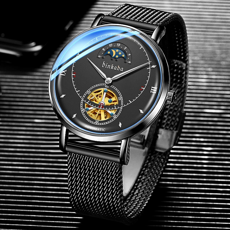 Часы BINKADA Мужские механические роскошные брендовые водонепроницаемые