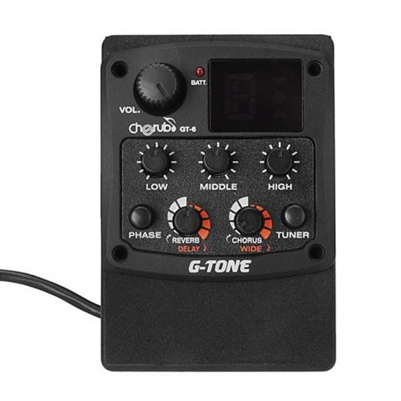 

Cherub G-Tone GT-6 Acoustic Guitar Preamp Piezo Pickup 3-Band EQ Equalizer LCD Tuner with Reverb Chorus Effects
