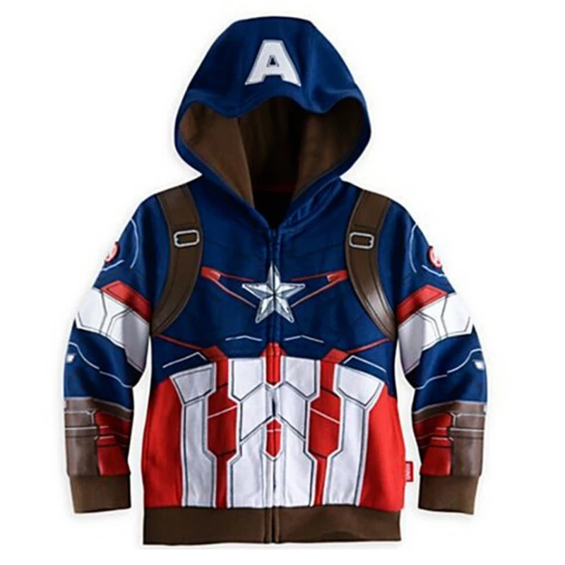 Marvel Sweatshirt Hulk Spider-Man Captain America Avengers Sweater Cartoon Top Zipper Hoodie Children's Clothes