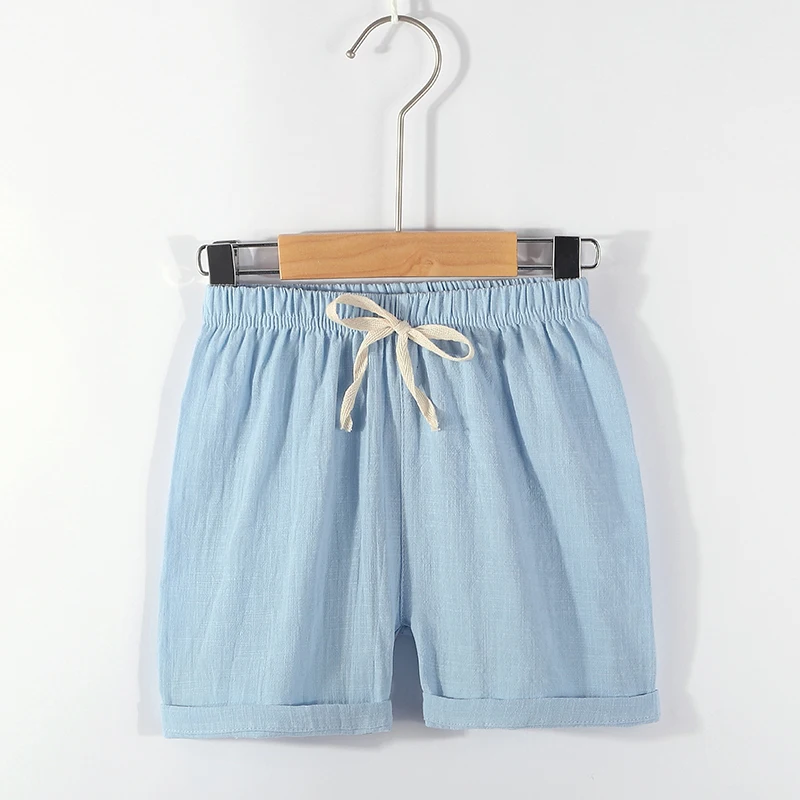 Children Shorts Boys Summer Short Pants Beach Shorts Kids Girls Shorts Casual Soft Breathable Linen Candy Color 100-160cm New images - 6