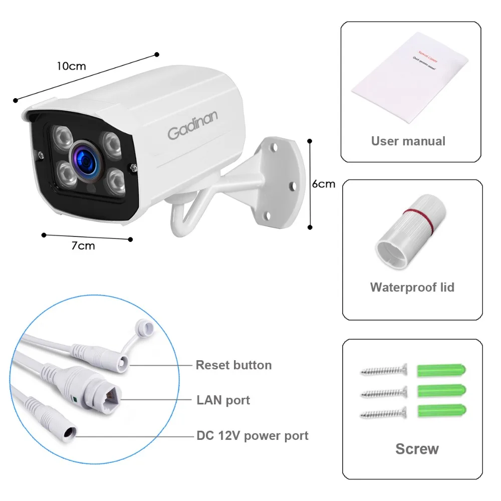 Gadinan HD 4MP 1080P Беспроводная sd-карта слот звук для камеры видеокамера с Wi-Fi ночного видения металлическая Водонепроницаемая наружная камера