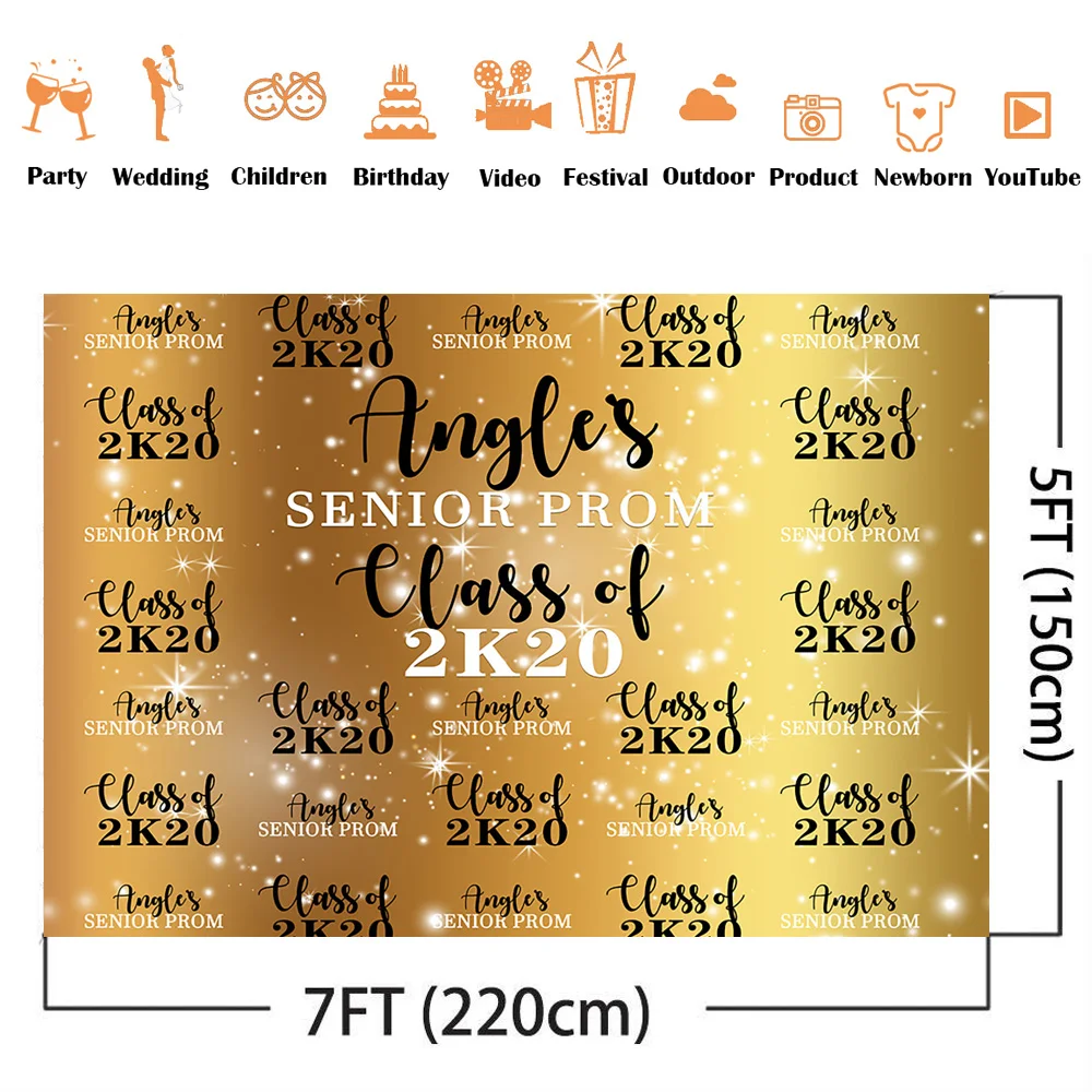Класс 2020 выпускной вечер фон для фотографии с золотым блеском фото студийной