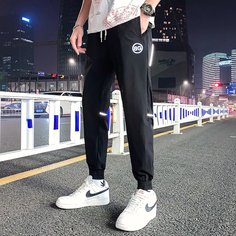 Уличная Хип-хоп бегунов Брюки мужские длиной до щиколотки брюки спортивные