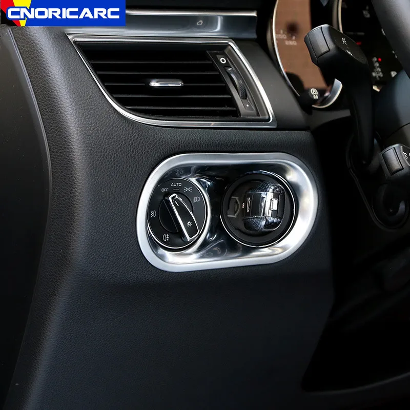 

Car Styling Headlight Switch Control Button Frame Decoration Sticker Trim For Porsche Macan 2014-17 LHD ABS Interior Accessories