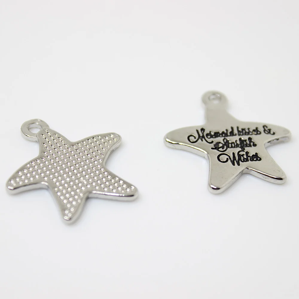 8 шт. звезда 27x26 мм поцелуи русалки и морские звезды пожелания подвески ожерелье