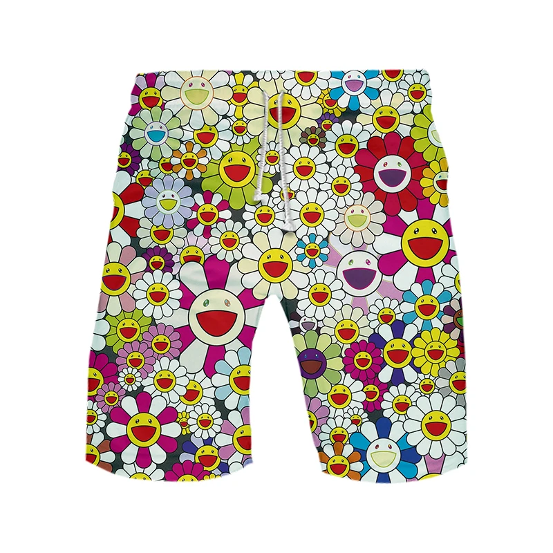 

Sun Flower Board shrots women and men Tie-dye color summer shorts harajuku plus size Hawaii Style shorts streetwear Beach