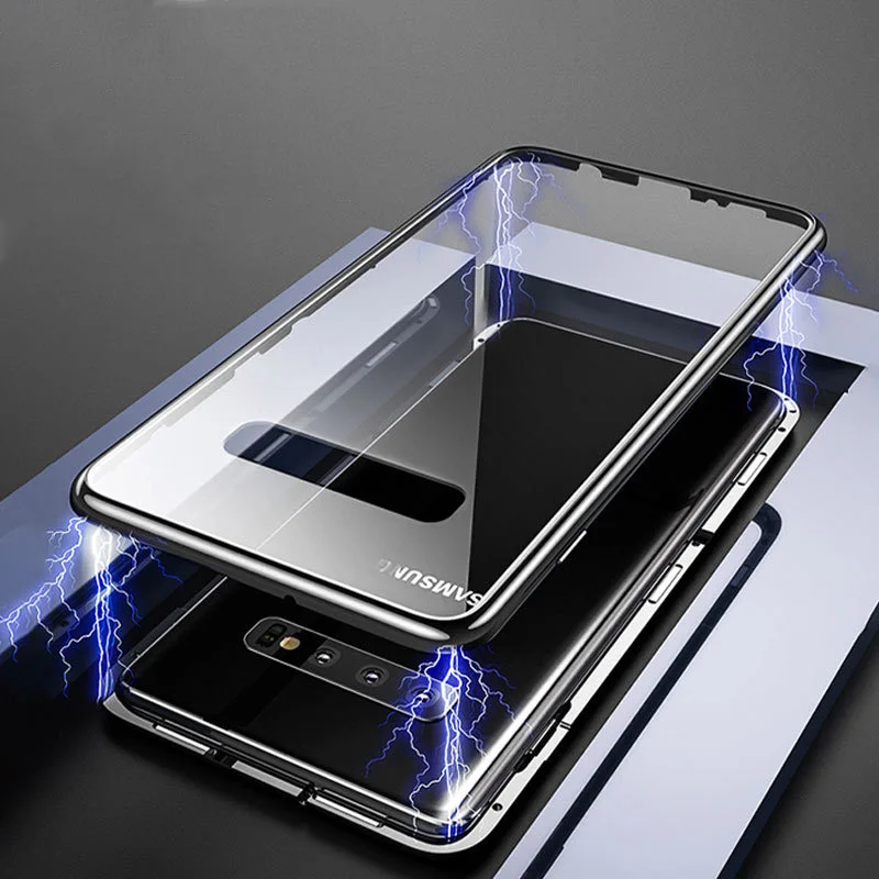Двухсторонний стеклянный металлический магнитный чехол для Samsung Galaxy S10 S9 S8 Plus S10E