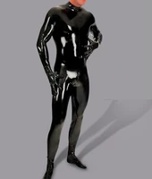 sexy shiny bodysuit men full body cover pu latex waterproof u convex pouch jumpsuit sexy lingerie tight gay wear with glove m115