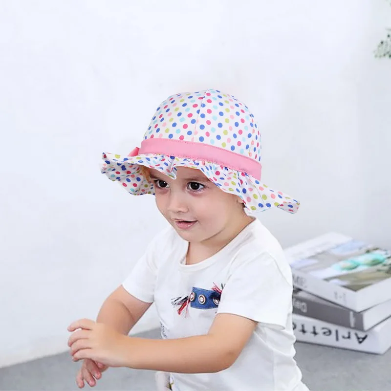 

Baby Hat Spring Summer Outdoor Hat Children Bowknot Dot Lovely Cotton Cap Sun Beach Cap Baby Girls Boys Kids Sun Hats
