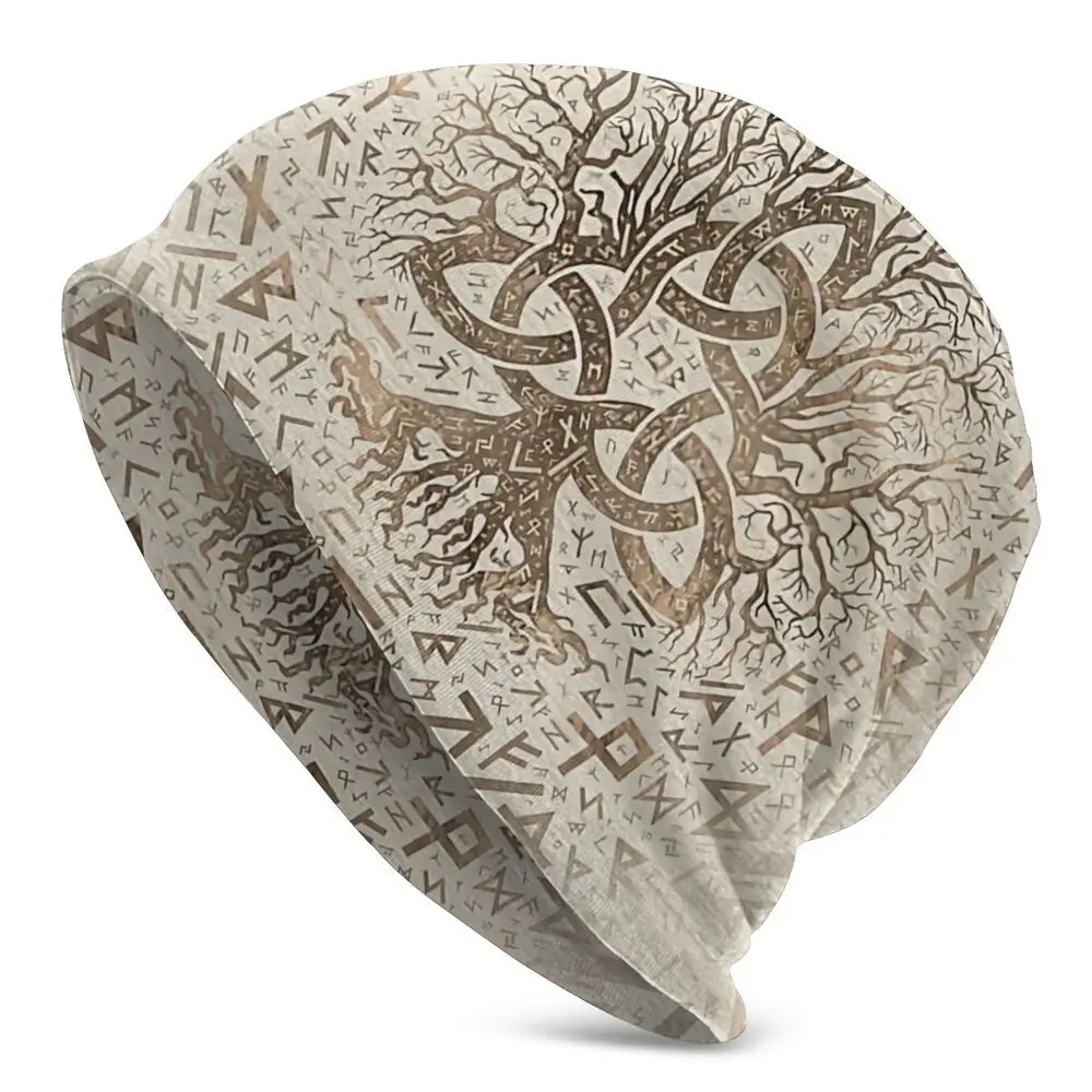 Рагнар из викингов вязаная шапка Lothbrok с деревом трикетрой и футарком облегающая