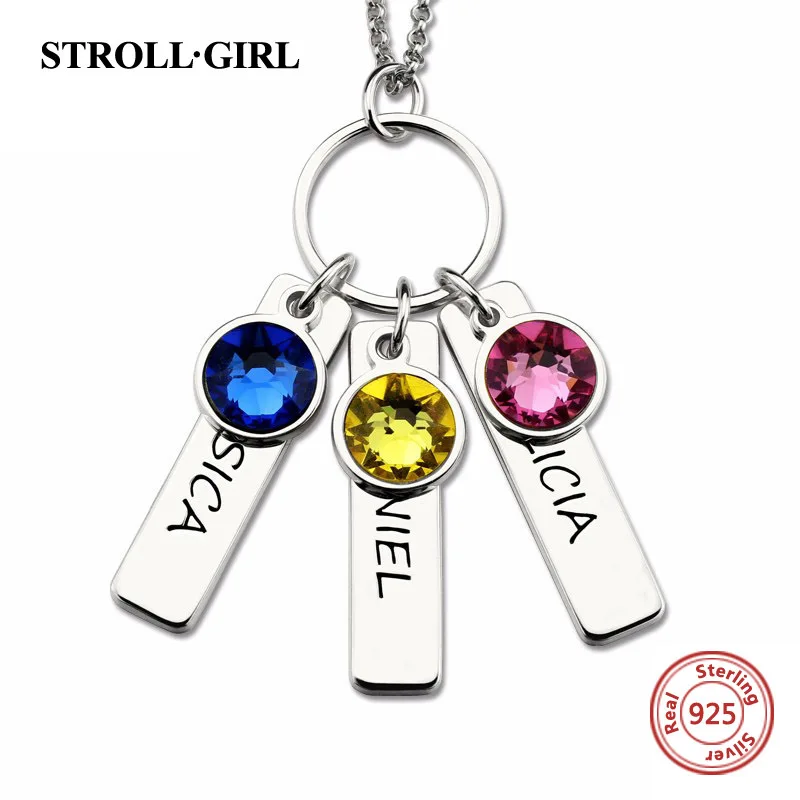 Strollgirl 925 пробы серебро персонализировать гравировкой бар Цепочки и ожерелья с