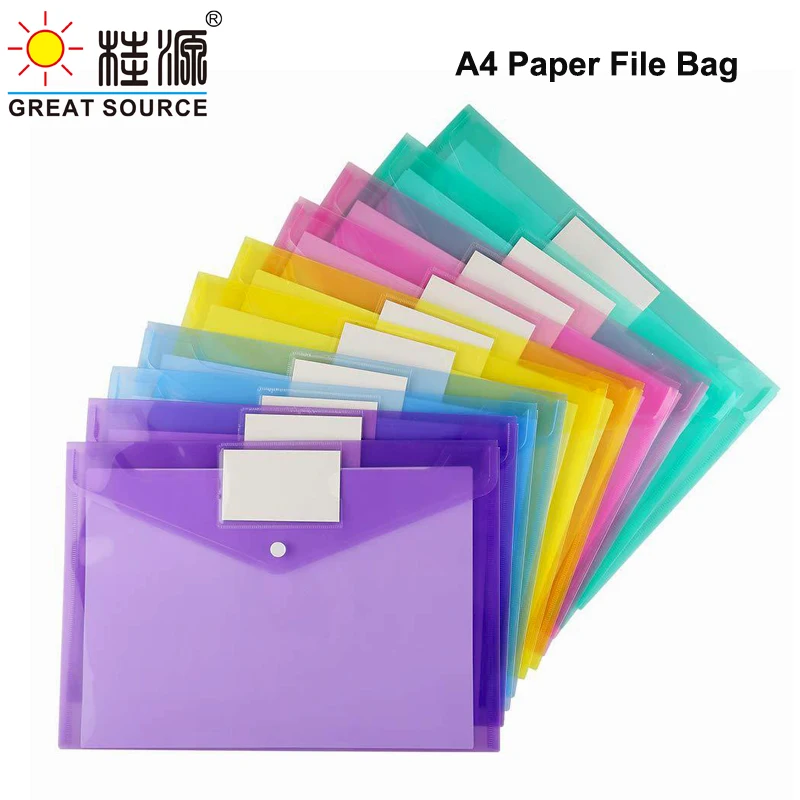 Waterproof Document Bag A4 File Bag Thick Document Button Bag With Label Insert W230*H335mm(9.06