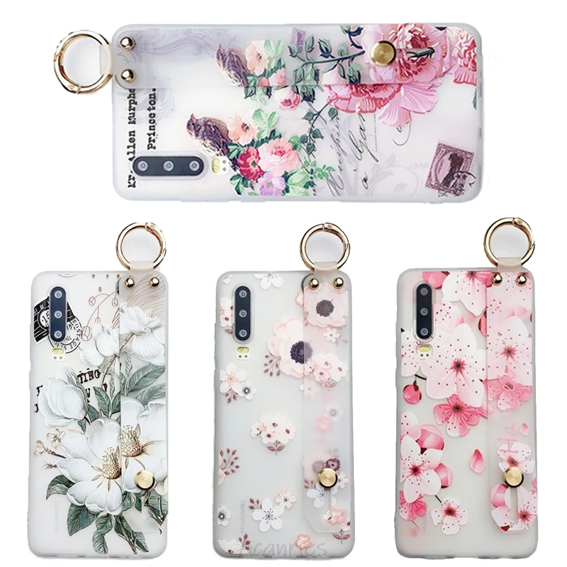 3D Цветочный ремешок на запястье Чехол руку для huawei p40 p30 p20 pro lite p smart plus 2019 2018