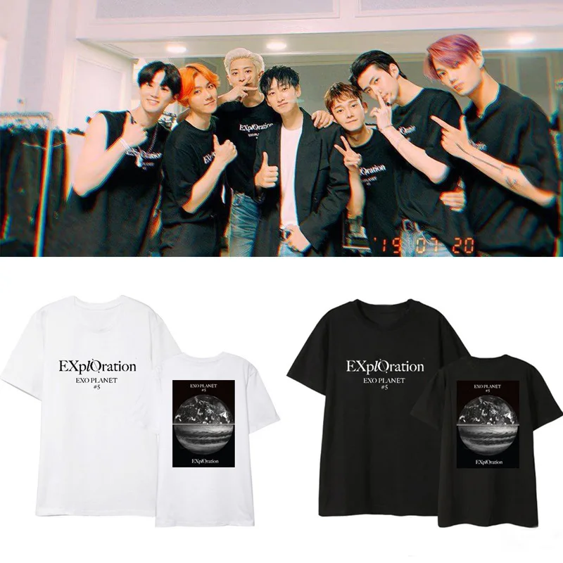 Kpop EXO Five Tour официальная одежда для концерта одинаковая поддержка футболка с