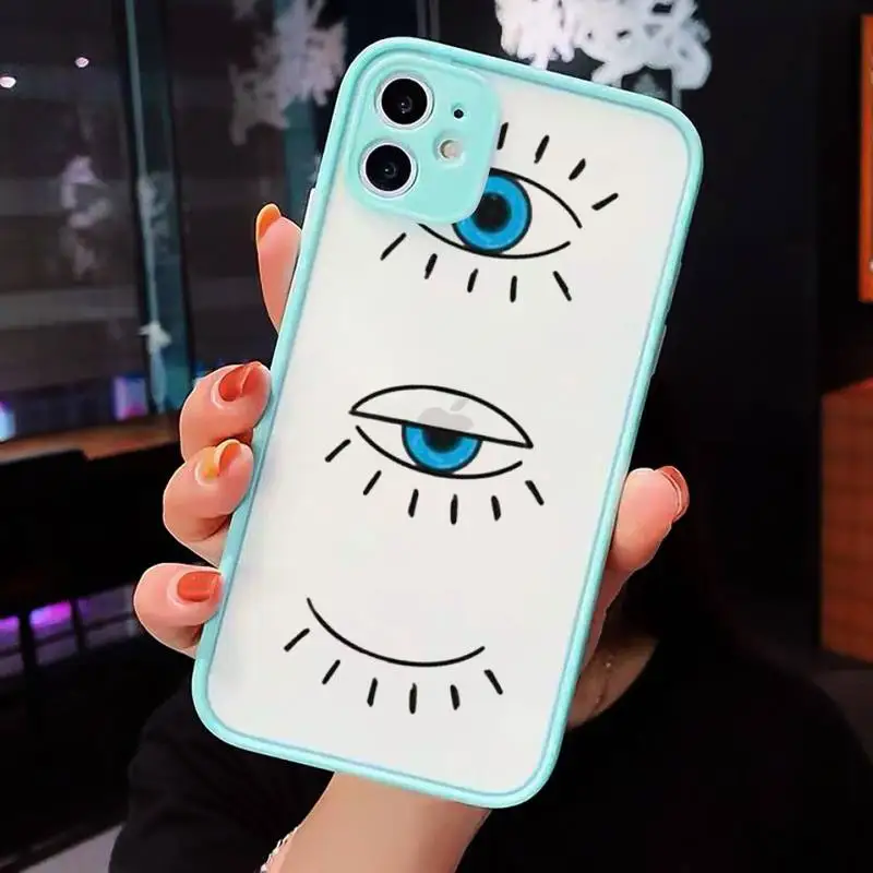 

Evil eye blue pattern Luxury Phone Cases matte transparent For iphone 7 8 11 12 plus mini x xs xr pro max cover