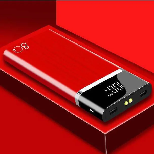 Red 12000mAh 16000mAh power Bank светодиодный дисплей двойной светодиодный внешний аккумулятор для iPhone XS MAX samsung Xiaomi huawei LG power bank - Цвет: Red 12000mAh