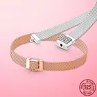 Женский серебряный браслет с фианитами, Серебряное и розовое золото 925 пробы, 925