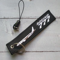 1 set black boeing 777 plane bracelet phone strap embroidery keys id card gym straps usb badge holder for aviator christmas gift