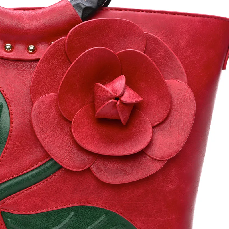 

Bestform Handmade Rose Flower Women Bag 2021 New High Quality Leather Elegant Handbag Large Capacity Shoulder Bags Casual Tote